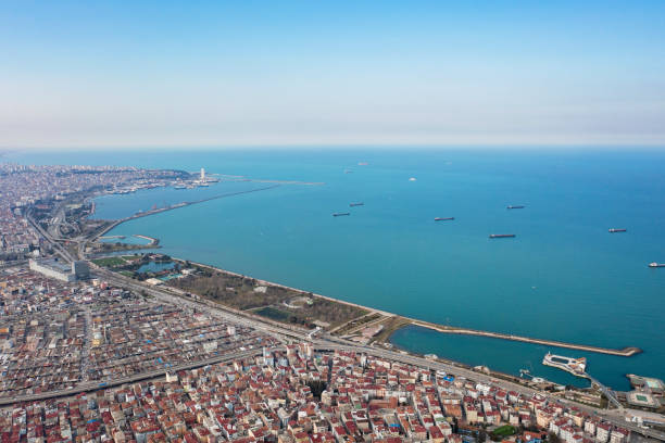 Aerial view of Samsun city. Samsun is in the Black sea region of Turkey.
