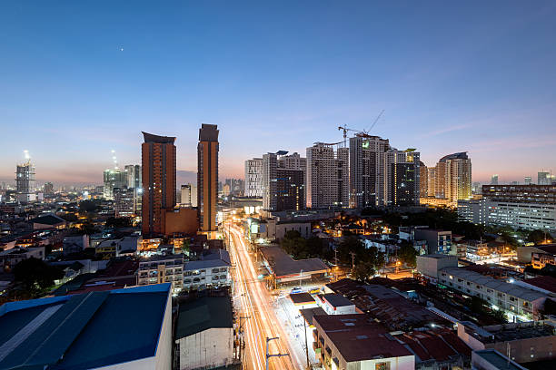 Sunset over Cubao in Quezon City, Philippines.